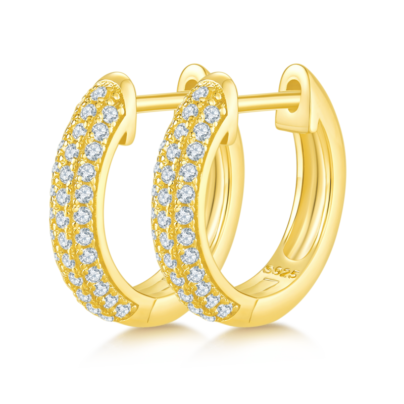 三排对半耳环S925银Moissanite厘石D级0.37ct